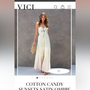 Vici cotton candy strapless satin jumpsuit size large